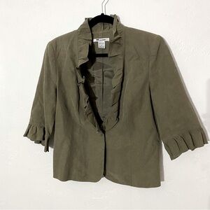 Peter Nygard Collection Petites 10 Linen Blend Ruffle Edge Blazer Jacket Bolero